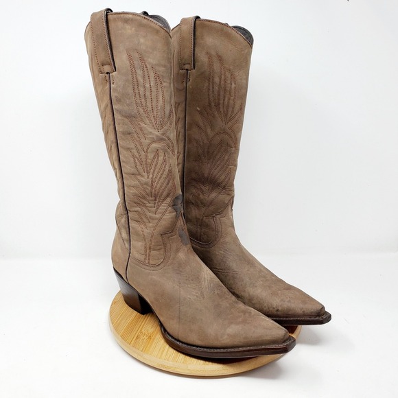 Steve Madden Lonestar Western Boots Womens 7.5 Brown Leather Cowboy Pointed Toe - Picture 8 of 15